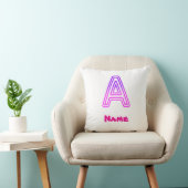 Coussin Lettre néon A Monogramme Violet Rose Clair Initial (Chaise)