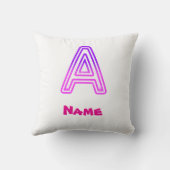 Coussin Lettre néon A Monogramme Violet Rose Clair Initial (Verso)