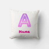 Coussin Lettre néon A Monogramme Violet Rose Clair Initial (Recto)