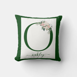 Coussin Lettre O florale monogramme