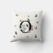 Coussin Lettre O Monogramme Papillon Floral Initiale (Verso)