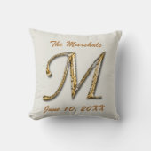 Coussin Lettre or élégante M Monogram Mariage Keepsar (Recto)
