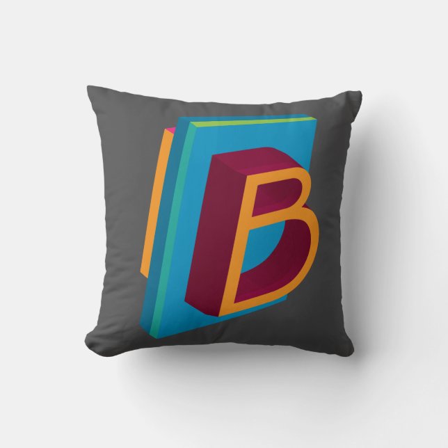 Coussin Lettre ornementale B Monogramme sur gris (Recto)