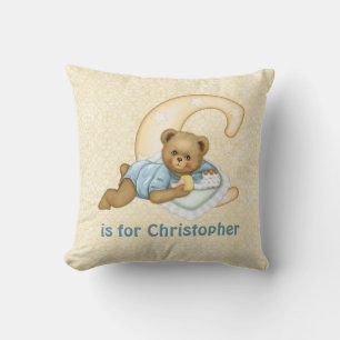 Coussin LETTRE Ours Teddy C MONogramme - Personnaliser