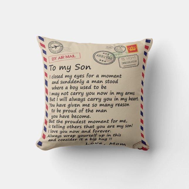 Coussin Lettre personnalisée à mon fils de maman (Recto)