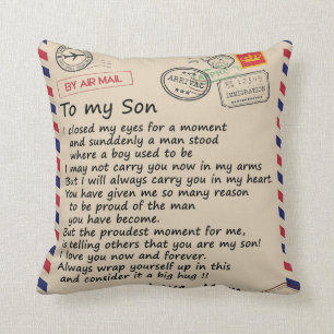 Coussin Lettre Personnalisée À Mon Fils De Maman, Air Mail