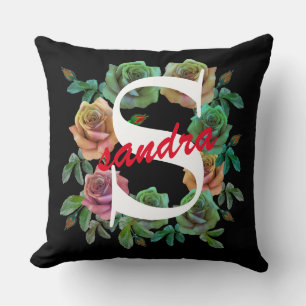 COUSSIN LETTRE PERSONNALISÉE FLEURIE
