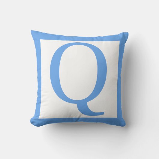 Coussin Lettre Q Bleu Bébé (Recto)