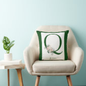 Coussin Lettre Q florale à monogramme (Chaise)