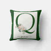 Coussin Lettre Q florale à monogramme (Verso)