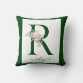 Coussin Lettre R florale monogramme (Verso)