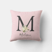 Coussin Lettre rose pâle 'M' Nursery Monogramme (Verso)