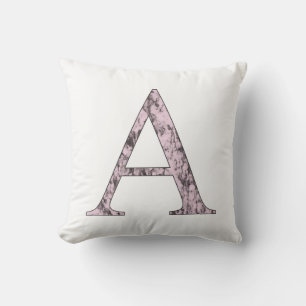 Coussin Lettre rose Un monogramme initial Marble Alpha sym
