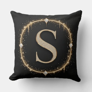 Coussin Lettre S en monogramme pailleté noir, marque de si