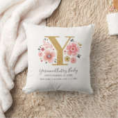 Coussin LETTRE SITE DE NAISSANCE Y Pink Floral Monogramme  (Couverture)