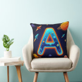 Coussin 🌠 Lettre spatiale A Galaxie Fusées Étoiles Planèt (Chaise)