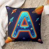 Coussin 🌠 Lettre spatiale A Galaxie Fusées Étoiles Planèt (Couverture)