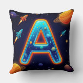 Coussin 🌠 Lettre spatiale A Galaxie Fusées Étoiles Planèt (Verso)