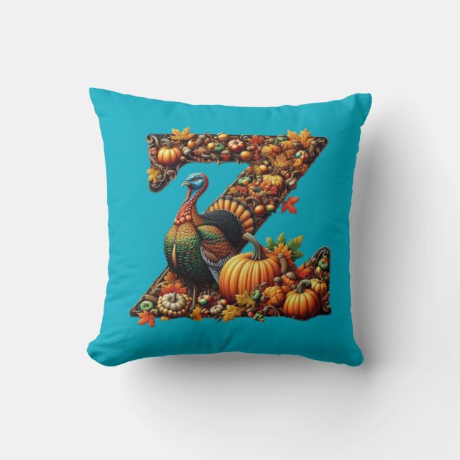 Coussin Lettre style dinde de Thanksgiving  (Recto)