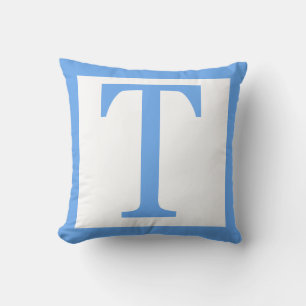 Coussin Lettre T Bébé Bleu Bordure