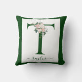 Coussin Lettre T florale à monogramme (Verso)