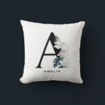 Coussin Lettre Tropical Personnalisée Orchidées Blanches A<br><div class="desc">Ajoutez un boho et un accent tropical à votre espace avec ce coussin de monogramme tropical. Il présente des fleurs blanches d'aquarelle,  du corail blanc et des feuilles tropicaux. Personnalisez en ajoutant vos propres détails. Cette lettre Un coussin monogramme sera parfait comme cadeau.</div>