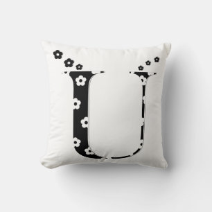 Coussin Lettre U à motif floral
