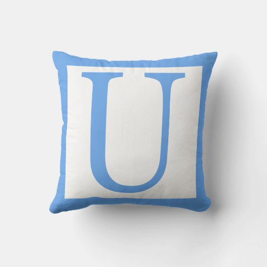 Coussin Lettre U Bébé Bordure bleue (Verso)
