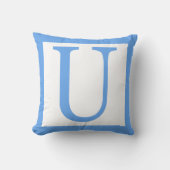 Coussin Lettre U Bébé Bordure bleue (Recto)