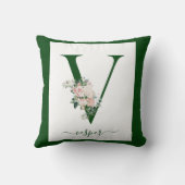 Coussin Lettre V florale monogramme (Verso)