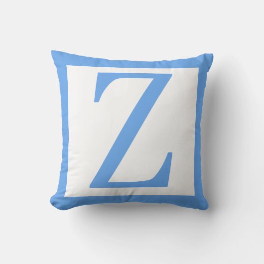 Coussin Lettre Z Bébé Bleu Bordure (Recto)