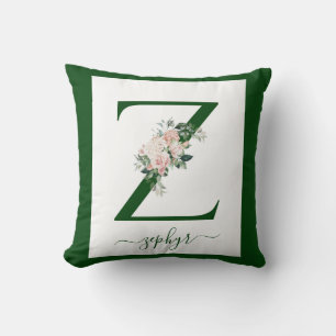 Coussin Lettre Z florale monogramme