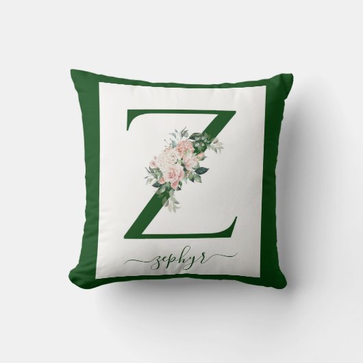 Coussin Lettre Z florale monogramme (Recto)