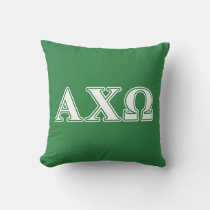 Coussin Lettres blanches et vertes d'Alphi Chi Omega
