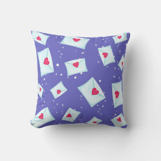 Coussin Lettres d'amour bleu Motif de coeur