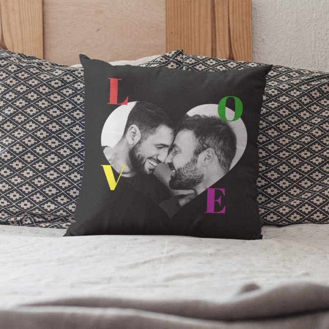 Coussin Lettres d'amour LGBT Pride Black & White Photo per (Créateur téléchargé)