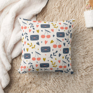 Coussin Lettres d'amour mignonnes et cerises Motif