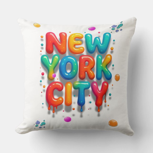 Coussin Lettres de bulle de New York (Recto)