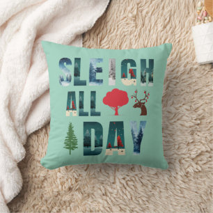 Coussin Lettres en gras Masques Scènes hivernales 'Sleigh