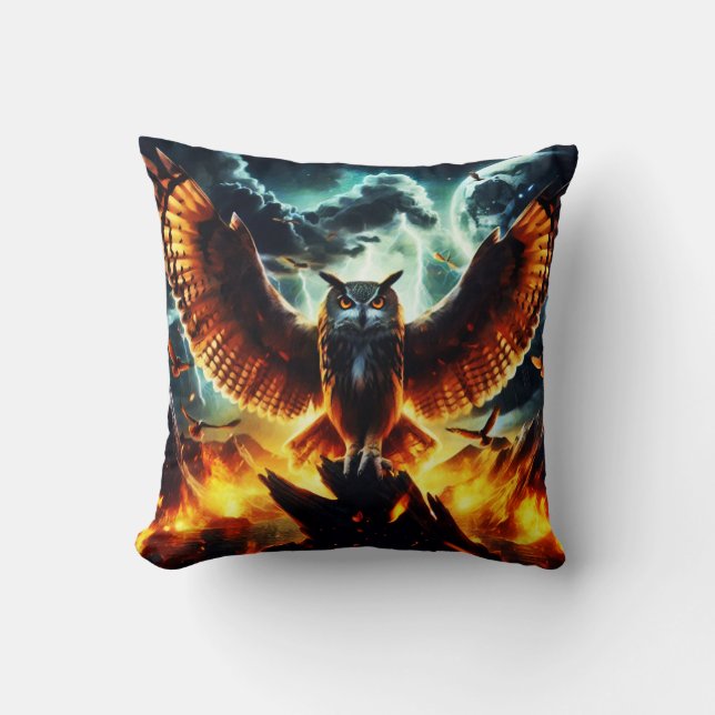 Coussin Lever de lune de la chouette ardente (Recto)