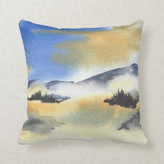 Coussin Lever de soleil dans le paysage bleu et jaune.