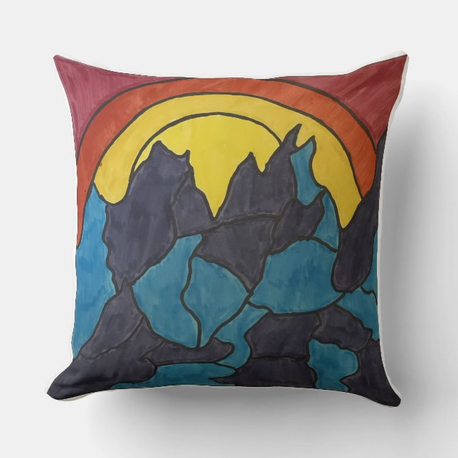 Coussin Lever de soleil dans les montagnes  (Recto)