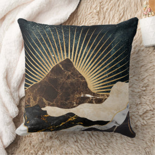 Coussin Lever de soleil doré sur les montagnes de marbre e