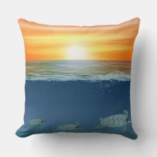 Coussin Lever de soleil et tortues de mer