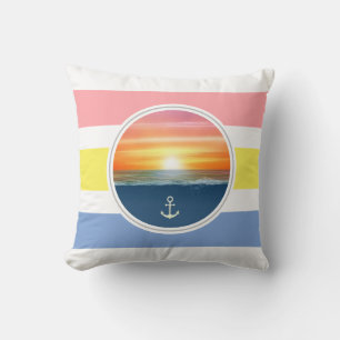 Coussin Lever de soleil sur l'océan et couleurs primaires