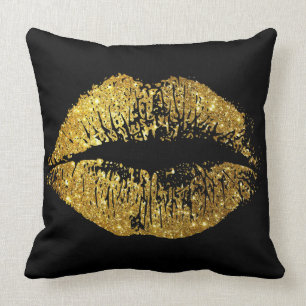 Coussin Lèvres de parties scintillantes d'or