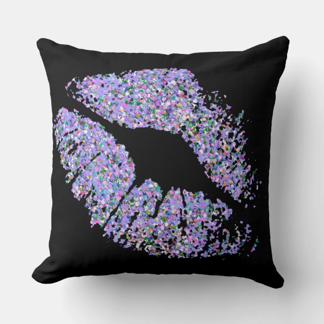 Coussin Lèvres multicolores #27 de parties scintillantes (Recto)