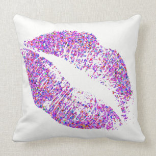 Coussin Lèvres multicolores #6 de parties scintillantes d