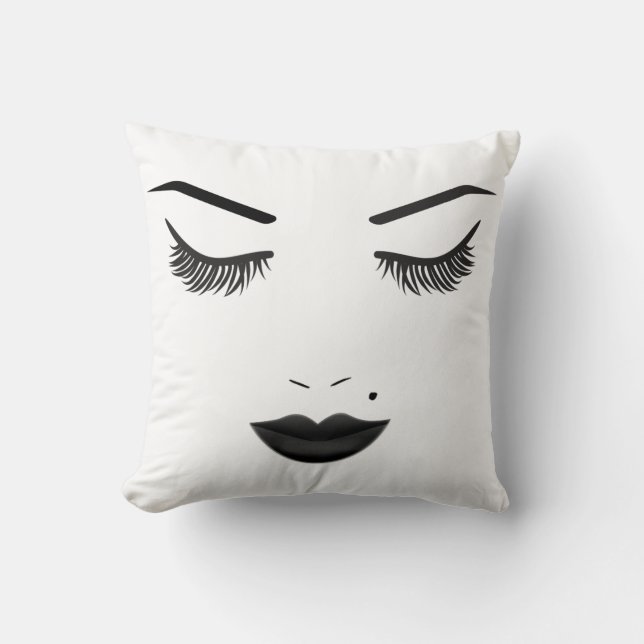 Coussin Lèvres noires Maquillage de beauté cils et sourcil (Recto)