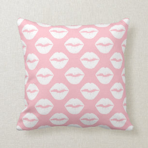 Coussin Lèvres rose et blanc